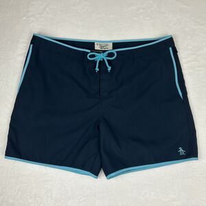 Original Penguin Munsingwear Men's Swim Trunks Board Shorts Lined Size 38 Blue